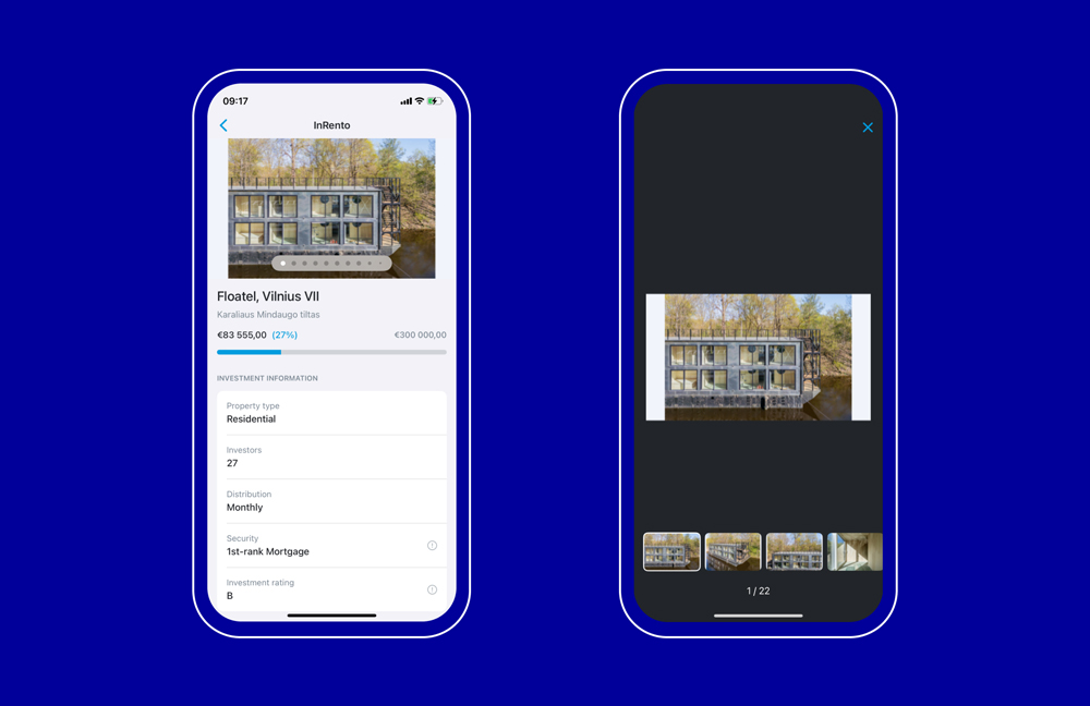 Information about investment projects with InRento via the Paysera app.