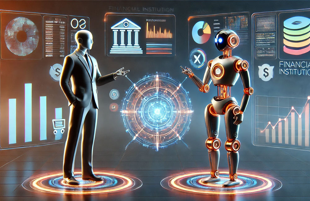 AI-generated image of AI-powered bots handling financial operations.